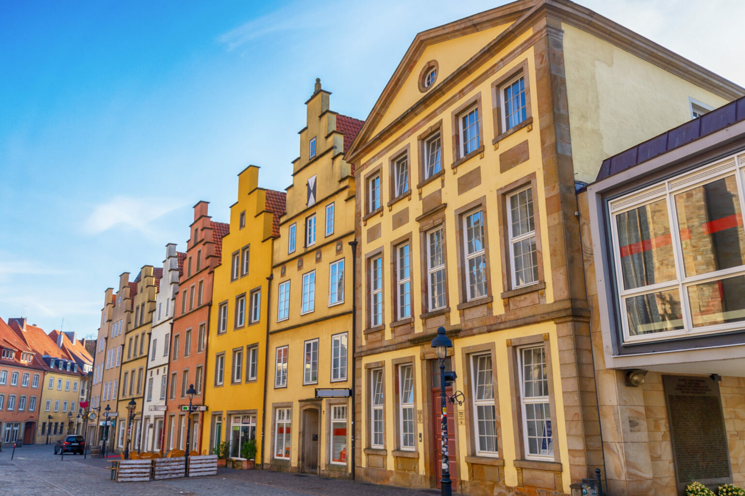 Alte Bürgerhäuser am Marktplatz von Osnabrück, in der Nähe vom d.velop Büro.